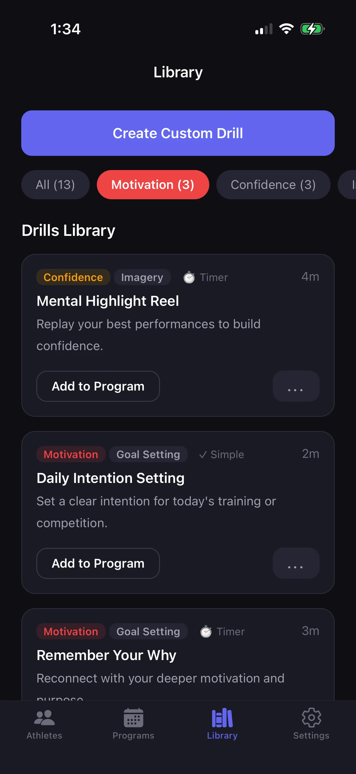 MindMuscle drill library screen