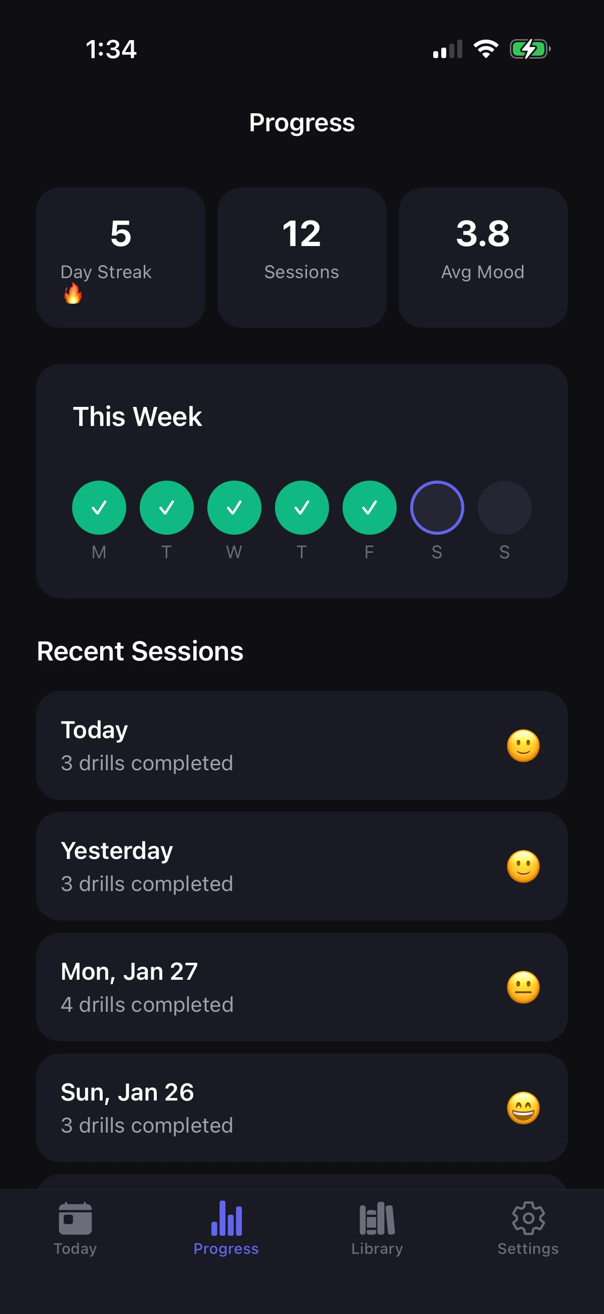 MindMuscle progress tracking screen