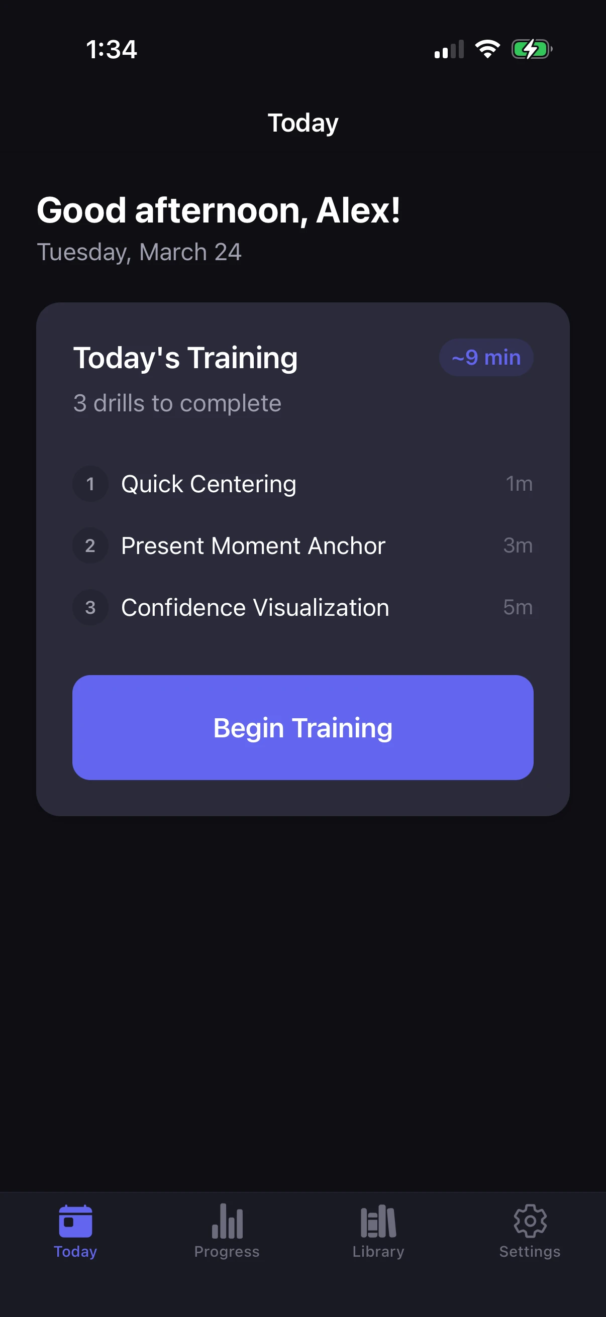 MindMuscle daily training screen